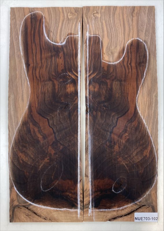 Top European Walnut figured 2-pcs., 9mm, Unique Piece #102